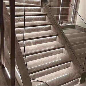 上海天然大理石楼梯踏步定制别墅室内人造石板材岩板楼梯踏步台阶
