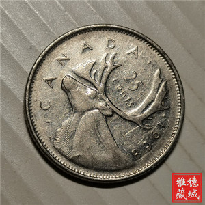 加拿大1968年25分伊丽莎白二世女王驯鹿外国镍币23.8mm保真包老a