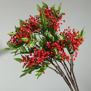 仿真花红果圣诞装饰假花家居餐桌摆件婚庆吉祥果新年发财果插花瓶