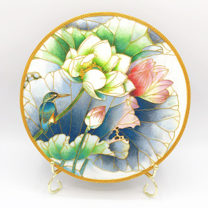 景泰蓝掐丝特色手工艺金丝画优质diy材料套装制作礼品荷花翠鸟