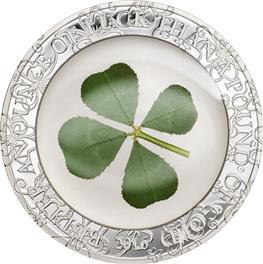 【海宁潮现货】帕劳2016年幸运草系列镶嵌四叶草1盎司纪念银币