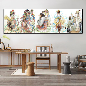 新款5d魔方钻石画十字绣狐黄白柳灰胡黄常莽狐狸五大人物客厅挂画