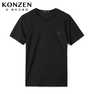 KONZEN空间品牌男装夏季纯色短袖T恤经典T圆领百搭舒适修身短T