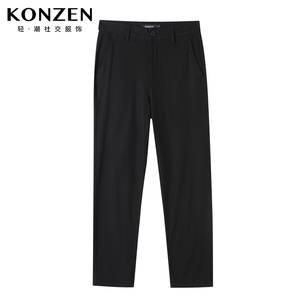 KONZEN空间品牌男装夏季商务休闲黑色休闲裤长裤直筒小脚裤子青年