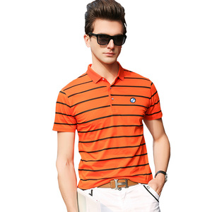 德国宝马短袖纯棉t恤 2018飞龙宝马翻领丝光棉半袖海洋条纹打底衫