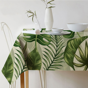 北欧风格绿色植物亚麻印花防水桌布清新家居餐桌茶几装饰台布定制