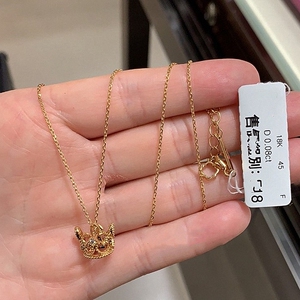 00周大福官方集市店淘宝周大福queen女王足金黄金项链套链吊坠计价