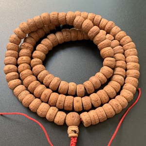 藏式凤眼菩提子108颗文玩佛珠打磨原籽手串链姜黄皮倒角手持念珠