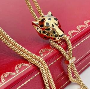 【小花奢侈品】cartier卡地亚 18k黄金豹子头镶钻项链 p222860970