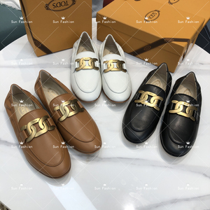 香港直邮tods托德斯2021新款复古女金属扣乐福鞋一脚蹬单鞋莫卡辛