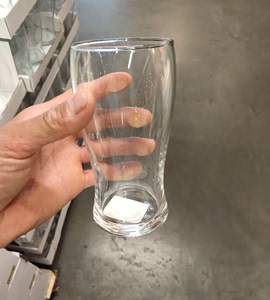 宜家罗兰特啤酒杯锥形设计扎啤杯果汁饮料杯凉水杯透明玻璃杯圆形