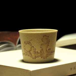宜兴大师王翔紫砂全手工雕刻中式刻绘清供茶杯 品茗杯主人杯100cc