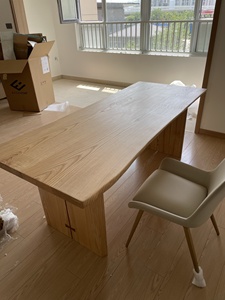 原木大书桌学习桌白蜡木餐桌民宿工作台自然边日式办公茶桌会议桌