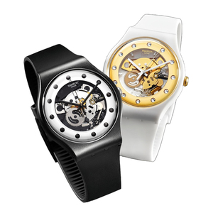 斯沃琪swatch手表圣诞限量版情侣表男表女表suoz147 suoz148透视