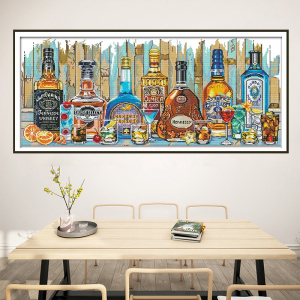 餐厅十字绣酒瓶2022新款自己线绣小件小格欧美风客厅简约现代手工