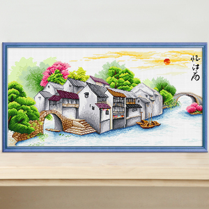 十字绣客厅山水画忆江南