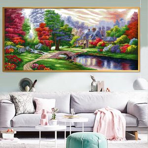 流光溢彩十字绣2023新款自己线绣自己绣客厅大幅风景山水现代手工