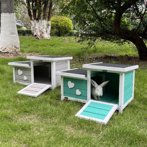 大号实木户外兔窝室外兔笼舍别墅防水保暖兔子专用躲避屋生产房子