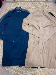 尾货 新款 劳伦绿标 针织坑条 长款 开衫 纯棉 女士 外贸 藏青色