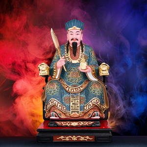 诸葛亮神像香樟木雕家用供奉智慧军师卧龙先生孔明像佛像居家摆件