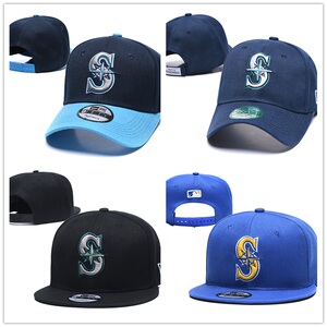 seattle mariners鸭舌帽子西雅图水手队棒球帽男外贸嘻哈平檐潮帽