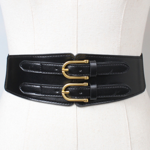 女松紧腰带双排扣