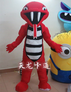 红蛇卡通服装动漫毛绒人偶服饰响尾蛇角色扮演道具来图定做吉祥物