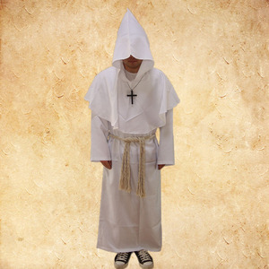 欧洲古代牧师中世纪教徒白衣主教奴仆信徒长老演出服装出租