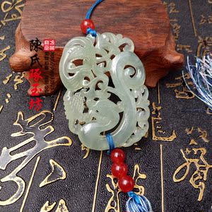 岫玉凤求凰玉佩玉吊坠彩色混搭冰丝流苏腰佩古风汉服玉挂饰龙凤对