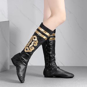 蒙古舞蹈靴子蒙族女藏族靴民族舞蹈舞台靴新疆藏靴男女马靴表演鞋