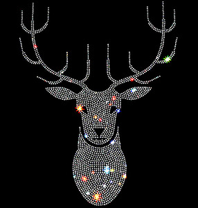 服装辅料水钻diy羊绒衫毛衣贴钻 衣服烫钻烫图潮牌鹿头烫图成品图