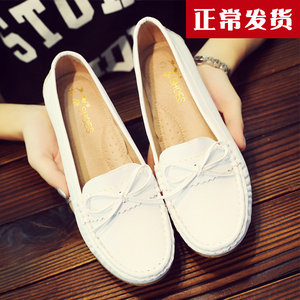 新春韩版豆豆鞋工作软底女单鞋护士鞋白色妈妈鞋孕妇瓢鞋平底鞋