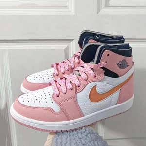 适配aj1粉红釉 樱花粉情人节粉色糖果丝绸鞋带蓝底小花夜光鞋绳子