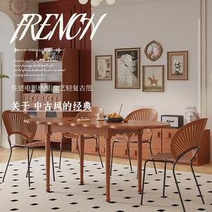 美式田园乡村实木餐桌椅组合小户型客厅现代简约可折叠桌子吃饭桌