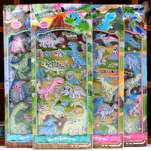 恐龙彩色夜光3D立体卡通泡棉贴画sticker幼儿园儿童奖励小粘贴纸