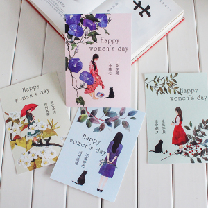38妇女节贺卡三八女神节快乐小卡片女王女生节日祝福卡田园留言卡