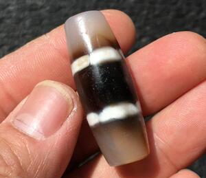 西藏千年玉髓天珠玛瑙线珠老镶蚀旁系天珠包老保真