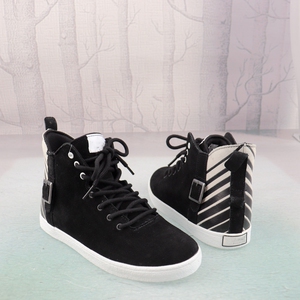 cc皮带扣牛皮真皮圆头系带平底情侣短靴子女鞋子男鞋休闲高帮板鞋