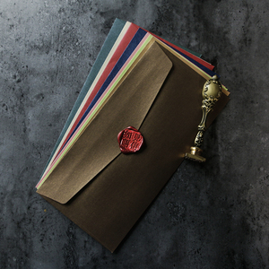 10个入 欧式典雅复古火漆信封长款文艺印鉴用彩色信封etvb35pu56