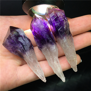 乌拉圭天然深黑紫水晶权杖骨干黄金沙金字塔三角资料库原矿石摆件