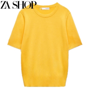 ZA SHOP春季新款女装纯色休闲修身T基本款毛衣针织衫8851017