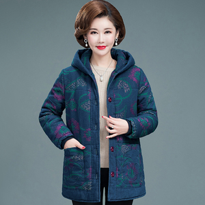 中老年棉衣女奶奶冬装外套加厚棉袄冬季妈妈中长款棉服女纯棉衣服