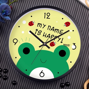 麦丁可爱青蛙卡通挂钟家里儿童卧室学校教室电子时钟静音日历钟表