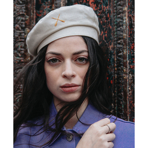 法国beton cire贝雷帽beret cream无檐水手帽奶油米白色 现货街头