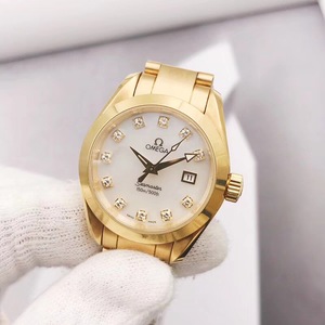 正品二手omega欧米茄手表2177.75.00海马系列18k黄金镶钻石英女