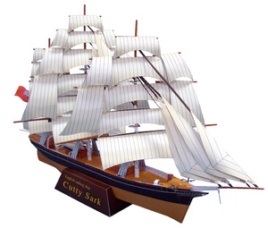 手工diy英国卡蒂萨克号(克里斯蒂克号)帆船纸模型3D立体船模