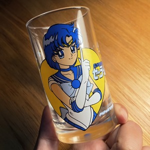 日本进口中古绝版美少女战士水野亚美印花玻璃杯动漫周边日式水杯