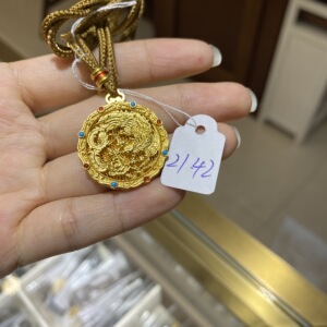 大家坛珠宝 古法凤游牡丹吊坠高精工花丝镶嵌古法黄金 足金999