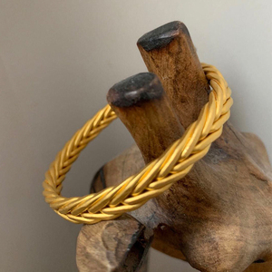 大家坛珠宝 古法宽版编织平安镯麻花镯辫子手镯足金999