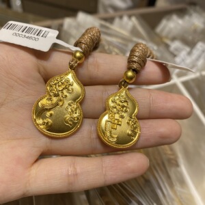 大家坛 龙凤葫芦吊坠錾刻福禄葫芦龙凤呈祥挂件古法黄金 足金999